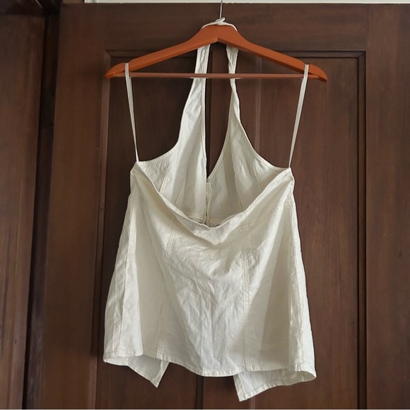Urban Outfitters Linen Sari Seamed Vest Halter Tank Top Cream White NWT Size L - Picture 8 of 9